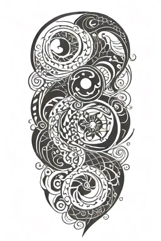 pisces, virgo, scorpio and cancer zodiac sign incorporated tattoo design idea