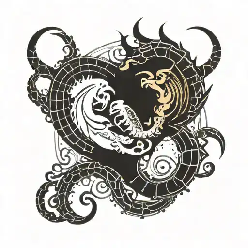 scorpio and pisces zodiac sign tattoo with virgo protector  tattoo design idea