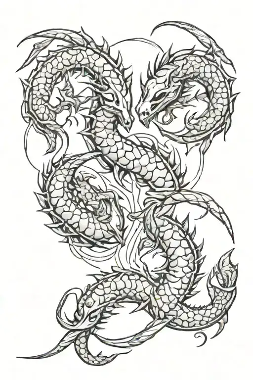  scorpio and pisces zodiac signs playing tattoo design idea