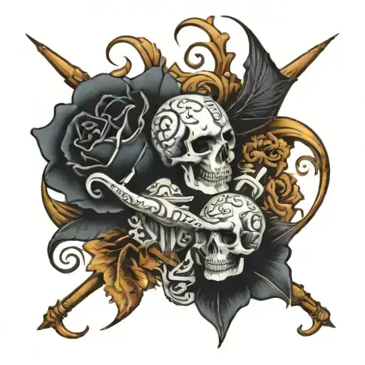 Family Tatoo with Virgo and Cancer parents and scorpio and pisces children tattoo design idea