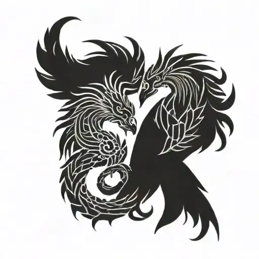 two baby pheonix pisces and scorpio zodiac sign made tattoo design idea