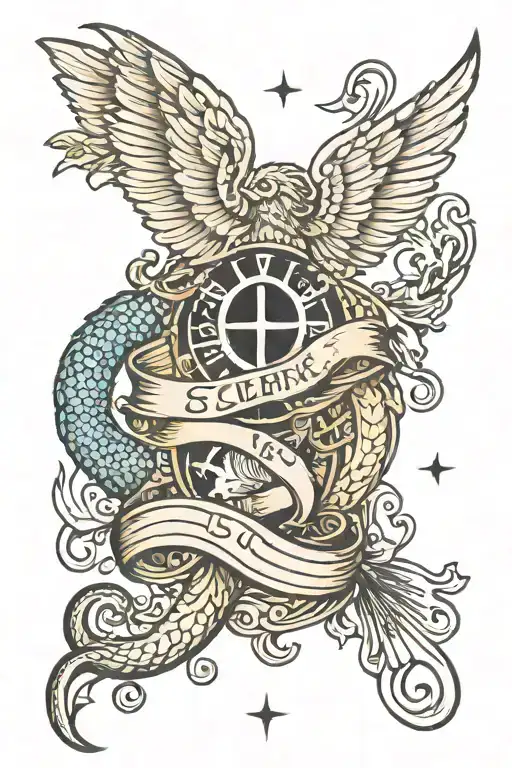 pisces and scorpio zodiac signs with a guardian angel libra tattoo design idea