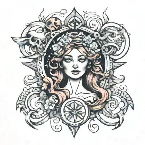 virgo, cancer, pisces and scorpio zodiac sign tattoo design idea