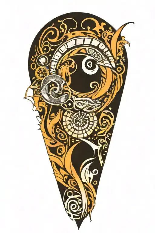 pisces, virgo, scorpio and cancer zodiac sign incorporated tattoo design idea
