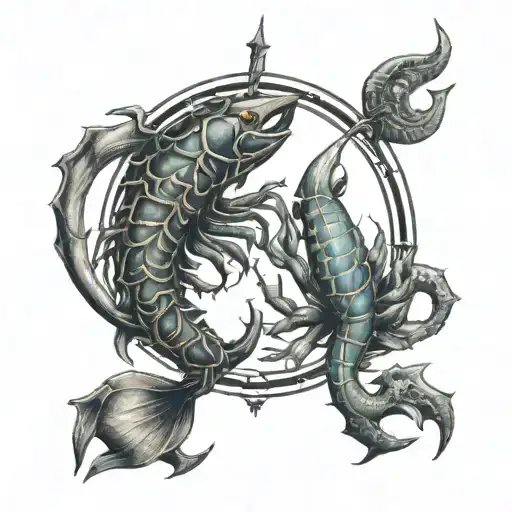 scorpio and pisces zodiac sign tattoo with virgo sign tattoo design idea