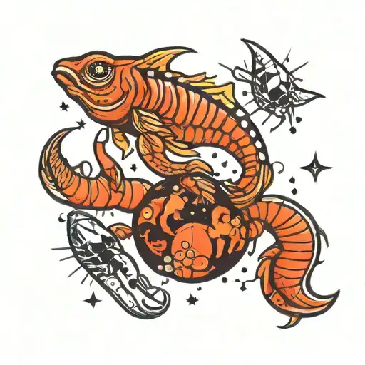 scorpio and pisces zodiac sign tattoo with virgo constellation tattoo design idea