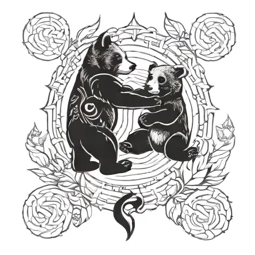 two bear cubs as Scorpio and Pisces zodiac signs tattoo design idea