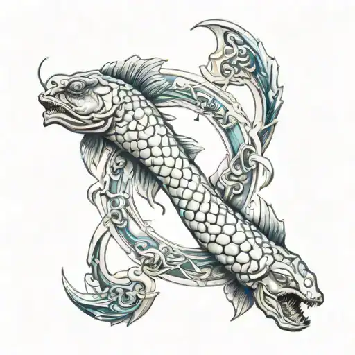 Two scorpios protecting and pisces zodiac sign tattoo design idea