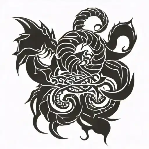 scorpio and pisces zodiac sign tattoo with virgo protector  tattoo design idea