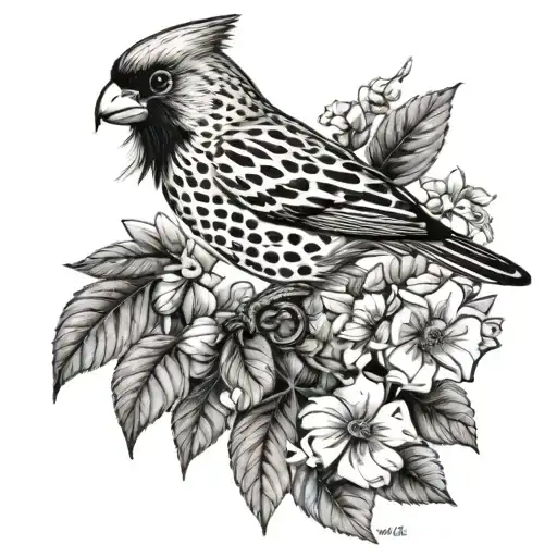  faith with a leopard print cardinal  tattoo design idea