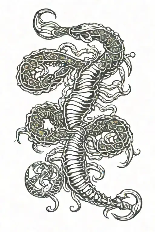  scorpio and pisces zodiac signs playing tattoo design idea