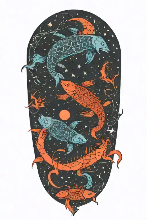 Pisces and Scorpio constellation intertwined tattoo design idea