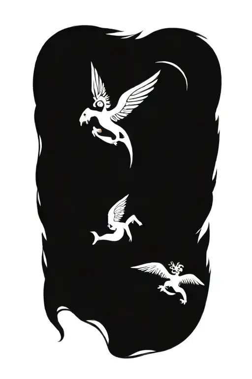 pisces and scorpio zodiac signs with a guardian angel  tattoo design idea