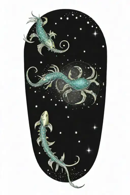 Pisces and Scorpio constellation intertwined tattoo design idea