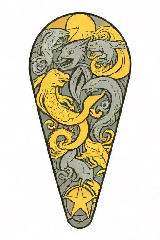 pisces, virgo, scorpio and cancer zodiac sign incorporated tattoo design idea