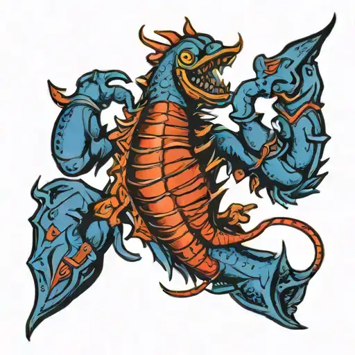 scorpio and pisces  zodiac sign playing  tattoo design idea