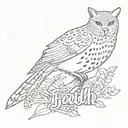  faith word  with a leopard print cardinal  tattoo design idea