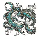 scorpio and pisces zodiac sign incorporated tattoo design idea