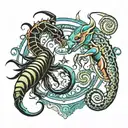 scorpio and pisces zodiac sign incorporated tattoo design idea