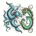 scorpio and pisces zodiac sign incorporated tattoo design idea