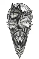 two wolves with Scorpio and Pisces zodiac signs incorporated  tattoo design idea