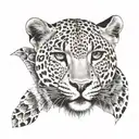 An intricate leopard print pattern incorporating photography elements tattoo design idea