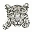 An intricate leopard print pattern incorporating photography elements tattoo design idea