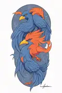 two baby pheonix, scorpio and pisces make tattoo design idea