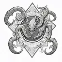 scorpio and pisces zodiac sign tattoo with virgo protector  tattoo design idea