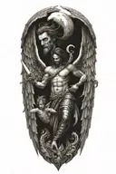 pisces and scorpio zodiac signs with a guardian angel watching tattoo design idea