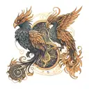 two pheonix as pisces and scorpio zodiac sign tattoo tattoo design idea
