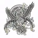 two phoenix rising from the ashes forming the Pisces and Scorpio zodiac  tattoo design idea