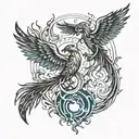 two phoenix rising from the ashes forming the Pisces and Scorpio zodiac  tattoo design idea