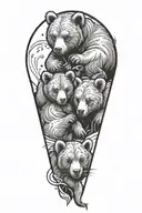 two bear cubs as Scorpio and Pisces zodiac signs tattoo design idea