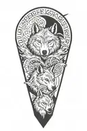 wolf pack with Scorpio and Pisces zodiac signs incorporated  tattoo design idea