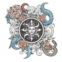 virgo, cancer, pisces and scorpio zodiac sign tattoo design idea