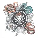 virgo, cancer, pisces and scorpio zodiac sign tattoo design idea