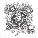 virgo, cancer, pisces and scorpio zodiac sign tattoo design idea