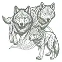 two wolves with Scorpio and Pisces zodiac signs incorporated  tattoo design idea