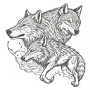 two wolves with Scorpio and Pisces zodiac signs incorporated  tattoo design idea