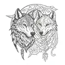 two wolves with Scorpio and Pisces zodiac signs incorporated  tattoo design idea