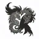 two baby pheonix pisces and scorpio zodiac sign made tattoo design idea