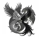 two baby pheonix pisces and scorpio zodiac sign made tattoo design idea