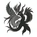 two baby pheonix pisces and scorpio zodiac sign made tattoo design idea