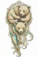 two bear cubs Scorpio and Pisces zodiac signs intertwined tattoo design idea