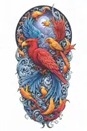 two baby pheonix, scorpio and pisces make tattoo design idea