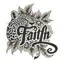 faith word  with a leopard print cardinal  tattoo design idea