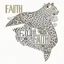  faith word  with a leopard print cardinal  tattoo design idea