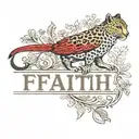 faith word  with a leopard print cardinal  tattoo design idea
