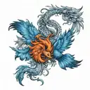 two baby pheonix, scorpio and pisces make tattoo design idea